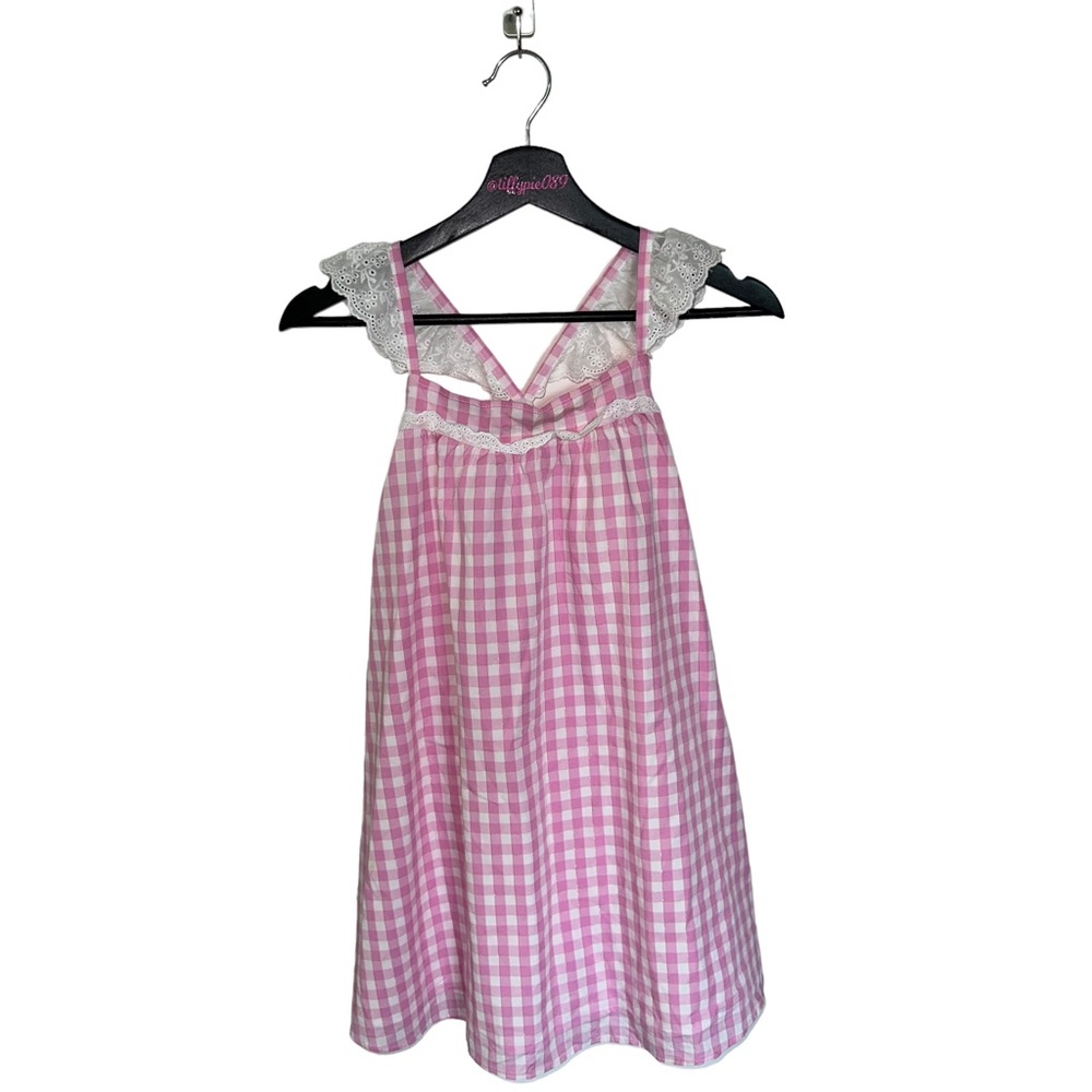 NWT Tahari A-Line Dress Gingham Plaid Pink White Size 8